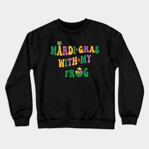 Mardi Gras With My Frog Crewneck Sweatshirt by Salahboulehoual